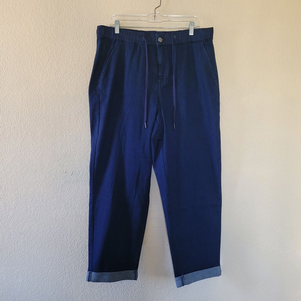 Universal Standard Pant Size 14/16 Pull On Zip Pockets Stretch Dark Blue Comfort